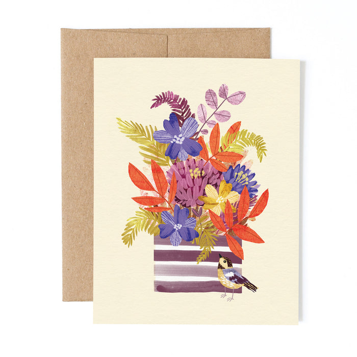 Chickadee and Flowers | Greeting Card